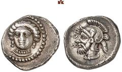 DIE SAMMLUNG DR. KAYA SAYAR, TEIL I - LYKIEN, PAMPHYLIEN UND KILIKIEN CILICIA. TARSOS. Pharnabazos, 379-374 v. Chr. AR-Obol; 0,93 g. Frauenkopf fast v. v.//Kopf eines Kriegers l. mit Helm. SNG France 