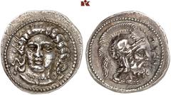 DIE SAMMLUNG DR. KAYA SAYAR, TEIL I - LYKIEN, PAMPHYLIEN UND KILIKIEN CILICIA. TARSOS. Datames, 378-372 v. Chr., Satrap. AR-Stater; 10,71 g. Frauenkopf v. v.//Kopf eines Kriegers r. mit Helm, darauf P