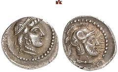DIE SAMMLUNG DR. KAYA SAYAR, TEIL I - LYKIEN, PAMPHYLIEN UND KILIKIEN CILICIA. TARSOS. Datames, 378-372 v. Chr., Satrap. AR-Obol; 0,73 g. Weiblicher Kopf r.//Büste eines Kriegers mit Helm r. SNG Franc