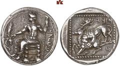 DIE SAMMLUNG DR. KAYA SAYAR, TEIL I - LYKIEN, PAMPHYLIEN UND KILIKIEN CILICIA. TARSOS. Mazaios, 361-334 v. Chr., Satrap. AR-Stater; 11,03 g. Baaltars sitzt l. mit Zepter, Ähre und Weintrauben//Löwe l.