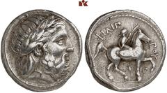 MÜNZEN DER ANTIKEN WELT AUS DIVERSEM BESITZ GRIECHISCHE MÜNZEN. MACEDONIA. KÖNIGREICH. Philippos II., 359-336 v. Chr. AR-Tetradrachme, posthum, 323/315 v. Chr., Amphipolis; 13,91 g. Zeuskopf r. mit Lo