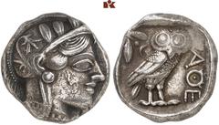 MÜNZEN DER ANTIKEN WELT AUS DIVERSEM BESITZ GRIECHISCHE MÜNZEN. ATTICA. ATHEN. AR-Tetradrachme, um 440/420 v. Chr.; 16,92 g. Athenakopf r. mit attischem Helm//In Incusum: Eule r., dahinter Olivenzweig