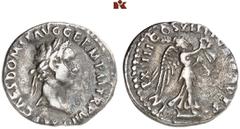 MÜNZEN DER ANTIKEN WELT AUS DIVERSEM BESITZ RÖMISCHE MÜNZEN. MÜNZEN DER RÖMISCHEN KAISERZEIT. Domitianus, 81-96 AR-Quinar, 88, Rom; 1,32 g. Kopf r. mit Lorbeerkranz//Victoria geht r. mit Kranz und Pal