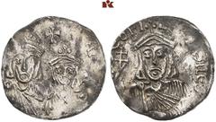 DIE KÖNIGLICHE MÜNZSTÄTTE MAINZ. KÖNIG HEINRICH II., 1002-1024, AB 1014 KAISER. Pfennig, unbekannte Münzstätte (vermutlich Mainz). 1,45 g. Nach byzantinischem Vorbild. Zwei gekrönte Brustbilder nebene