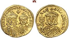 DIE KÖNIGLICHE MÜNZSTÄTTE MAINZ. KÖNIG HEINRICH II., 1002-1024, AB 1014 KAISER. Byzanz. Constantinus V., 741-775 mit Leo IV. Und Leo III. AV-Solidus, 751/757, Constantinopolis; 4,47 g. Brustbilder des