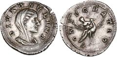 ROMAN COINS MÜNZEN DER RÖMISCHEN KAISERZEIT Maximinus I. Thrax, 235-238 für Diva Paulina. AR-Denar, 236, Rom; 3,24 g. Drapierte Büste r. mit Schleier//Paulina fliegt r. auf Pfau. BMC 127; Coh. 2; RIC 