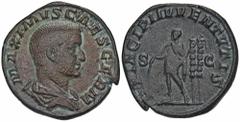ROMAN COINS MÜNZEN DER RÖMISCHEN KAISERZEIT Maximinus I. Thrax, 235-238 für Maximus. Æ-Sesterz, 236/238, Rom; 18,27 g. Drapierte Büste r.//Prinz steht l. mit Stab und Speer, dahinter zwei Standarten. 
