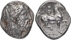 GREEK COINS MACEDONIA KÖNIGREICH. Philippos II., 359-336 v. Chr. AR-Tetradrachme, 342/336 v. Chr., Pella; 14,25 g. Zeuskopf r. mit Lorbeerkranz//Reiter r. mit Zweig, unten Blitz, im Abschnitt N. Hoove