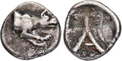 GREEK COINS PELOPONNESUS ARGOLIS. ARGOS. AR-Triobol, 420/370 v. Chr.; 2,83 g. Wolfsprotome r.//In Incusum: A. Hoover 665; Slg. BCD vergl. 1047. Feine Tönung, fast sehr schön Exemplar der eLive Auction