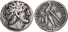 GREEK COINS AEGYPTUS Ptolemaios VIII., 145-116 v. Chr. AR-Tetradrachme, Jahr 32 (= 139/138 v. Chr.), Salamis (Cyprus); 14,12 g. Kopf Ptolemaios I. r. mit Diadem//Adler auf Blitz l., davor Helm. SNG Co
