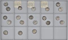 ROMAN COINS LOTS RÖMISCHER MÜNZEN Lot römischer Silbermünzen: Das interessante Lot enthält 20 Denare der Adoptivkaiser, Severer und frühen Soldatenkaiser, darunter Prägungen von Traianus; Hadrianus; A