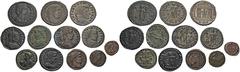 ROMAN COINS LOTS RÖMISCHER MÜNZEN Lot spätrömischer Bronzemünzen: Enthalten sind vorwiegend Folles, darunter auch eine Prägung des Galerius aus Alexandreia und des Maxentius aus Aquileia. Dazu ein Ant