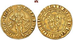 EUROPEAN COINS AND MEDALS NIEDERLANDE, HOLLAND Grafschaft. Wilhelm V. von Bayern, 1350-1389. Goldgulden (Florin d'or) / Goudgulden o. J. (1378-1385), Dordrecht. 3.45 g. Münzmeister Pieter van Assche u