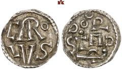 EUROPEAN COINS AND MEDALS FRANKREICH/KAROLINGER Karl der Große, 768-814. Denar (Denier), Dorestad. 1.33 g. CÕo / LVS//Liegende Axt, darüber (Bogen) / DOR / Û / STAD. M./G. 99; Prou 56; Slg. de Wit (Au