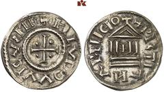 EUROPEAN COINS AND MEDALS FRANKREICH/KAROLINGER Ludwig der Fromme, 814-840. Denar (Denier), unbestimmte Münzstätte. 1.67 g. + HLVDOVVICVS IMP Kreuz, in den Winkeln je eine Kugel//+ XPISTIANA RELIGIO K