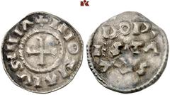 EUROPEAN COINS AND MEDALS FRANKREICH/KAROLINGER Lothar I. 840-855. Denar (Denier), Dorestad. 1.48 g. Kreuz//DOR / ES Û TA / TVS. M./G. 521; Prou 69; Slg. de Wit (Auktion Künker 121) 236 var. R Sehr sc