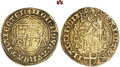 EUROPEAN COINS AND MEDALS NIEDERLANDE, UTRECHT Bistum. David von Burgund, 1456-1496. Goldgulden (Florin d'or) / St. Martinusgoudgulden o. J. (1464), Rhenen oder Wijk-bij-Duurstede. 3.37 g. Mit ePIS am