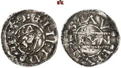 EUROPEAN COINS AND MEDALS NIEDERLANDE, FRIESLAND Grafschaft. Bruno III. 1038-1057. Denar (Denier of Penning), Stavoren, mit Titel Heinrichs III. 0,79 g. ‰ HENRICVSRE Gekrönter Kopf r. mit Zepter//STaV