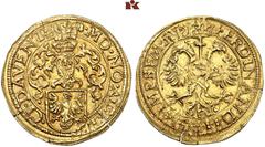 EUROPEAN COINS AND MEDALS NIEDERLANDE, DEVENTER Stadt. Goldgulden (Florin d'or) / Goudgulden o. J. (1619), mit Titel Ferdinands II. 3,24 g. Münzzeichen Kleeblatt (Klaverblad). Münzmeister Nicolaas Mey