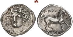 Druckrey Collection: GREEK COINS THESSALIA LARISSA. AR-Didrachme, 352 v. Chr.; 12.27 g. Nymphenkopf fast v. v.//Pferd r. Herrmann Taf. V, 1; Slg. BCD vergl. 307; Hoover 409; Lorber, A Die Study of the
