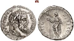 ROMAN COINS MÜNZEN DER RÖMISCHEN KAISERZEIT Pertinax, 193. AR-Denar, Rom; 2.97 g. Kopf r. mit Lorbeerkranz//Providentia steht l. eine Hand zu einem Stern erhoben. BMC 13; Coh. 43; RIC 11 a. RR Feine T