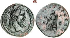 ROMAN COINS MÜNZEN DER RÖMISCHEN KAISERZEIT Pertinax, 193. Æ-Sesterz, Rom; 23.80 g. Kopf r. mit Lorbeerkranz//Ops sitzt l. mit Ähren. BMC 42; Coh. 34; RIC 20; Lempereur 762 d. R Grüne Patina, sehr sch
