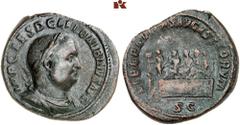 ROMAN COINS MÜNZEN DER RÖMISCHEN KAISERZEIT Balbinus, 238. Æ-Sesterz, Rom; 20.46 g. Drapierte Büste r. mit Lorbeerkranz//Balbinus, Pupienus und Gordianus III. sitzen l. auf Plattform, dahinter Soldat,