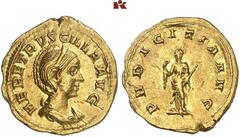 ROMAN COINS MÜNZEN DER RÖMISCHEN KAISERZEIT Traianus Decius, 249-251 für Herennia Etruscilla. AV-Aureus, Rom; 3.92 g. Drapierte Büste r. mit Diadem//Pudicitia steht l. mit Zepter und lüftet ihren Schl