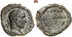 ROMAN COINS MÜNZEN DER RÖMISCHEN KAISERZEIT Aemilianus, 253. Æ-Sesterz, Rom; 12.65 g. Drapierte Büste r. mit Lorbeerkranz//In Kranz: VOTIS/DECENNA/LIBVS/SC. Coh. 65; RIC 42 a. RR Dunkelgrüne Patina, D