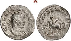 ROMAN COINS MÜNZEN DER RÖMISCHEN KAISERZEIT Gallienus, 253-268. B-Antoninian, 260/261, Mediolanum; 3.31 g. Gepanzerte Büste r. mit Strahlenbinde//LEG II PART VI P VI F Kentaur geht l. mit Globus. MIR 