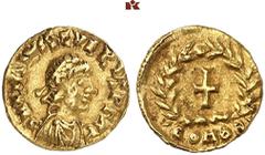 ROMAN COINS MÜNZEN DER RÖMISCHEN KAISERZEIT Libius Severus, 461-465. AV-Tremissis, Mediolanum; 1.46 g. Drapierte Büste r. mit Diadem//Kreuz in Kranz. RIC 2727. Von großer Seltenheit. Fast sehr schön L
