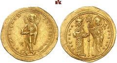 BYZANTINE COINS BYZANZ Theodora, 1055-1056. AV-Histamenon, Constantinopolis; 4.40 g. Christus steht v. v.//Kaiserin und Maria halten Labarum. DOC 1 a; Sear 1837. Kl. Schürfstellen und kl. Kratzer, gut