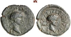 ROMAN COINS MÜNZEN DER RÖMISCHEN KAISERZEIT Traianus, 98-117. Æs, 102/117, Abdera (Thracia); 5,1 g. Kopf r. mit Lorbeerkranz//Männlicher Kopf r. mit Lorbeerkranz. Chryssanthaki-Nagle 901; Corpus Nummo