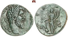 ROMAN COINS MÜNZEN DER RÖMISCHEN KAISERZEIT Didius Julianus, 193. Æ-Sesterz, Rom; 15,7 g. Kopf r. mit Lorbeerkranz//Fortuna steht l. mit Steuerruder auf Globus und Füllhorn. BMC 25; Coh. 12; RIC 15. R