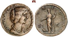 ROMAN COINS MÜNZEN DER RÖMISCHEN KAISERZEIT Didius Julianus, 193 für Manlia Scantilla. Æ-Sesterz, Rom; 18,72 g. Drapierte Büste r.//Juno steht l. mit Patera und Zepter, davor Pfau. BMC 32; Coh. 6; RIC