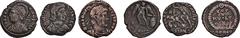 ROMAN COINS LOTS RÖMISCHER MÜNZEN Lot römischer Bronzemünzen: Enthalten sind drei römische Bronzemünzen des 4. Jahrhunderts, darunter ein Centenionalis des Jovianus (RIC 333) und ein Centenionalis des