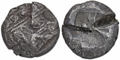 GREEK COINS LYCIA PHASELIS. AR-Stater, 520/480 v. Chr.; 10,28 g. Prora in Form eines Eberkopfes r.//Incusum, darin zwei Parallelen und ein Dreieck. Heipp-Tamer 29.3 (dies Exemplar); Müseler vergl. IX,