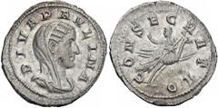 ROMAN COINS MÜNZEN DER RÖMISCHEN KAISERZEIT Maximinus I. Thrax, 235-238 für Diva Paulina. AR-Denar, 236, Rom; 2,43 g. Drapierte Büste r. mit Schleier//Paulina fliegt r. auf Pfau. BMC 127; Coh. 2; RIC 