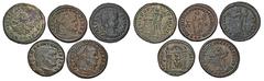 ROMAN COINS LOTS RÖMISCHER MÜNZEN Lot von fünf Großfolles: Diocletianus: Aquileia, RIC 29 a; Maximianus I.: Heraclea, RIC 17 b (dort mit irrtümlicher Averslegende); Maximianus II. Galerius: Aquileia, 