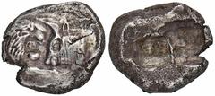 LYDIA Kroisos, 561-546 v. Chr. Õ-1/2 Stater, Sardeis; 5,2 g. Löwen- und Stierprotome einander gegenüber//Zwei Incusa. SNG v. Aulock 2877. Kl. Schrötlingsriß, leichter Doppelschlag auf dem Avers, knapp