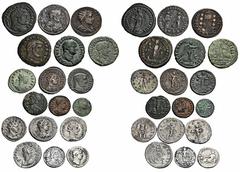 LOTS RÖMISCHER MÜNZEN Lot römischer Münzen: Das Lot enthält sieben Silbermünzen (ein Denar des Hadrianus, fünf Antoniniane des Elagabalus, Gordianus III., Gallienus und Aurelianus, eine Siliqua des Ju