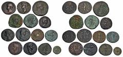 LOTS RÖMISCHER MÜNZEN Lot römischer Bronzemünzen: Das Lot enthält kaiserzeitliche Bronzemünzen des 1.-3. Jahrhunderts, darunter Prägungen des Tiberius für Drusus (RIC² 45), Gaius Caligula für Agrippa 