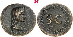RÖMISCHE MÜNZEN MÜNZEN DER RÖMISCHEN KAISERZEIT Tiberius, 14-37 für Drusus und Livia. Æ-Dupondius, 22/23, Rom; 13,96 g Verschleierte Büste der Livia als Pietas r.//SC. BMC 98; Coh. 1; RIC² 43 Dunkle P