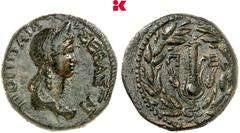 RÖMISCHE MÜNZEN MÜNZEN DER RÖMISCHEN KAISERZEIT Nero, 54-68 für Poppaea. Æs, 62/63, Perinthos (Thracia); 8,66 g Drapierte Büste r. mit Stephane//Kopfschmuck der Isis in Lorbeerkranz. RPC 1756; SNRIS 5