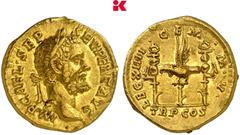 RÖMISCHE MÜNZEN MÜNZEN DER RÖMISCHEN KAISERZEIT Septimius Severus, 193-211. AV-Aureus, 193/194, Rom; 7,14 g Kopf r. mit Lorbeerkranz//LEG XIIII GEMM V TRP COS Legionsadler zwischen zwei Standarten. RI
