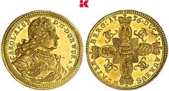 DEUTSCHE MÜNZEN UND MEDAILLEN WÜRTTEMBERG WÜRTTEMBERG, HERZOGTUM, SEIT 1806 KÖNIGREICH Karl Alexander, 1733-1737. Dukat 1736, Stuttgart. 3,48 g Typ 2 (Brustbild im Harnisch mit Vlieskette, Hermelinman