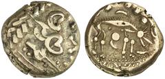 KELTISCHE MÜNZEN BRITANNIA ICENI. AV-Stater, 65/45 v. Chr.; 6,03 g. Stilisierter Kopf r.//Wolf r. Rudd, Ancient British Coins 1393; van Arsdell 610­1. Sehr schön