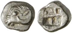 GRIECHISCHE MÜNZEN TROAS KEBREN AR-Obol, 5. Jahrhundert v. Chr.; 0,53 g. Widderkopf l.//Incusum. Klein 312. Fast vorzüglich Die Zuweisung ist nicht gesichert. Alois Wenninger weist diese Stücke Klazom