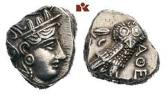 ATTICA ATHEN. AR-Tetradrachme, um 350/295 v. Chr.; 17.07 g. Athenakopf r. mit attischem Helm//Eule r., dahinter Olivenzweig und Mondsichel. Flament S. 125 ff., Gruppe Pi V. Sehr schön-vorzüglich Exemp