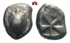 AEGINA AEGINA. AR-Stater, 550/500 v. Chr.; 11.58 g. Seeschildkröte//Vielfach geteiltes Incusum. SNG Delepierre vergl. 1629. Prüfpunze, schön Erworben 1999 von Andre Cichos.